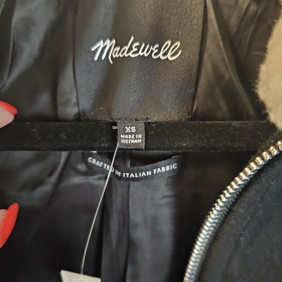 Madewell Sherpa-Collar Asymmetric Zip-Front Jacket Size XS NWT - Picture 2 of 10